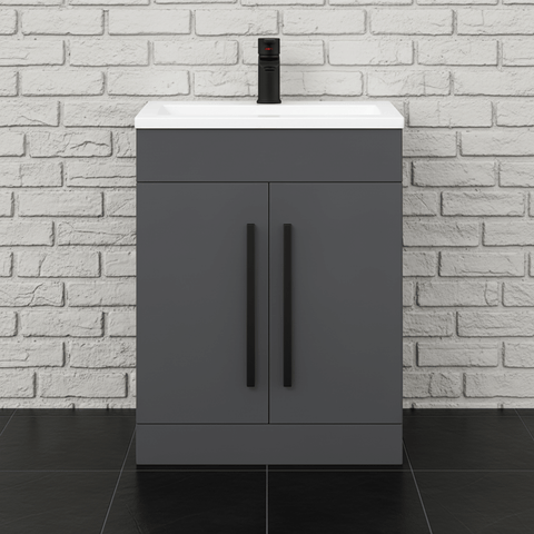 600mm Grey Vanity Black Handles