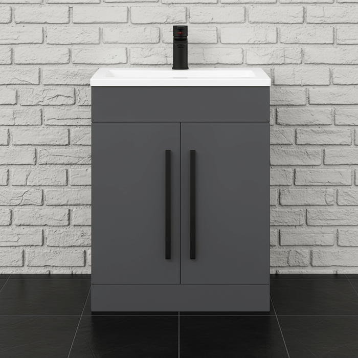 600mm Grey Vanity Black Handles
