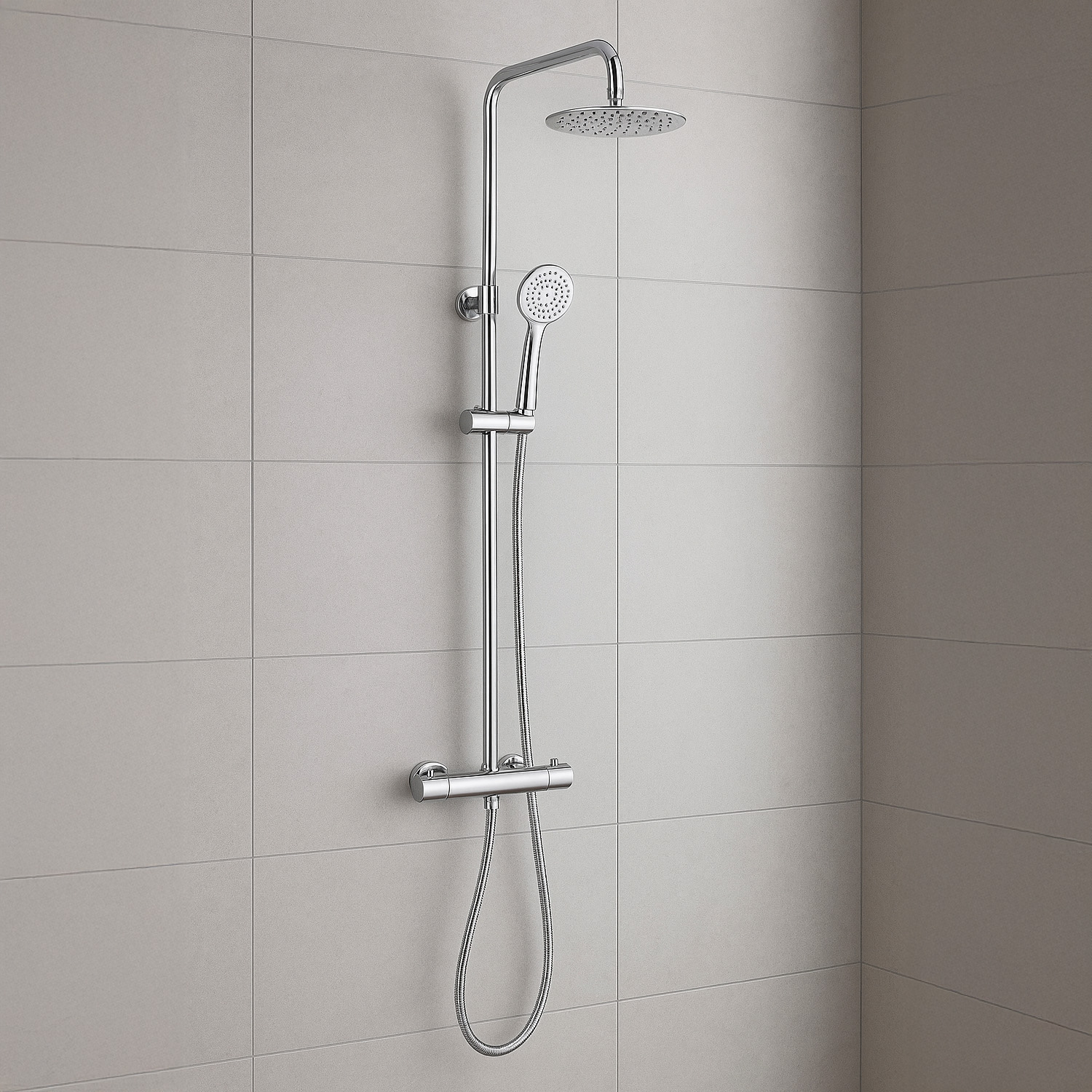 Thermostatic Round Exposed Shower Set Chrome