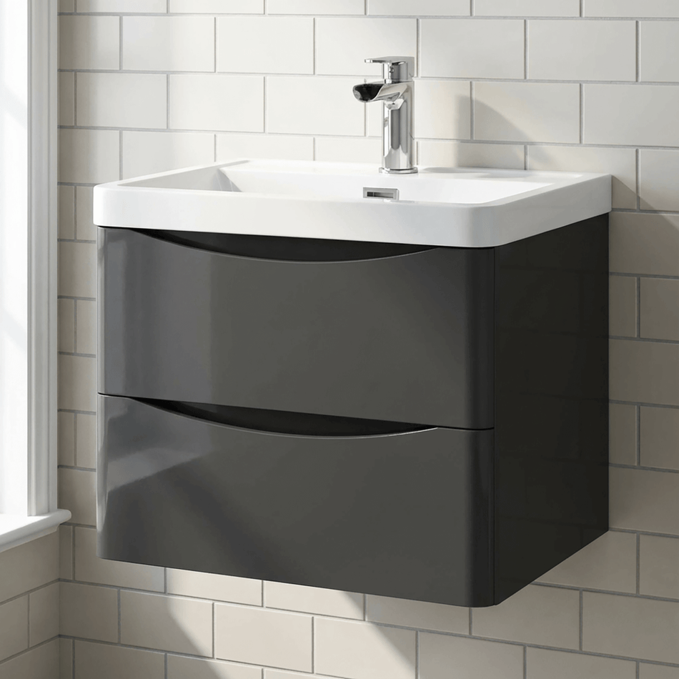 Bella 600mm Wall-Mounted Vanity Unit with Basin – Matt Grey