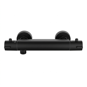 Black Thermostatic Shower Kit Round Riser Rail Adjustable Hose