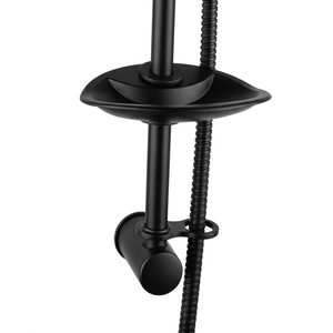 Black Thermostatic Shower Kit Round Riser Rail Adjustable Hose