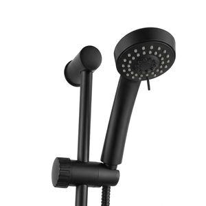Black Thermostatic Shower Kit Round Riser Rail Adjustable Hose