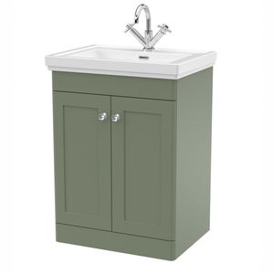 Traditional 600mm Floor Standing Bathroom Vanity Satin Green