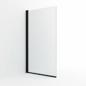 Hinged Rectangular Matt Black Shower Bath Screen 1400 -780mm