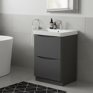Bathroom Vanity Unit Floor Standing 2-Drawer Matt Anthracite
