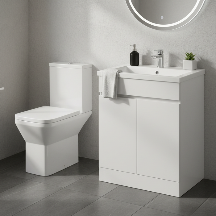 Elite Close Coupled Toilet & 500mm White Vanity