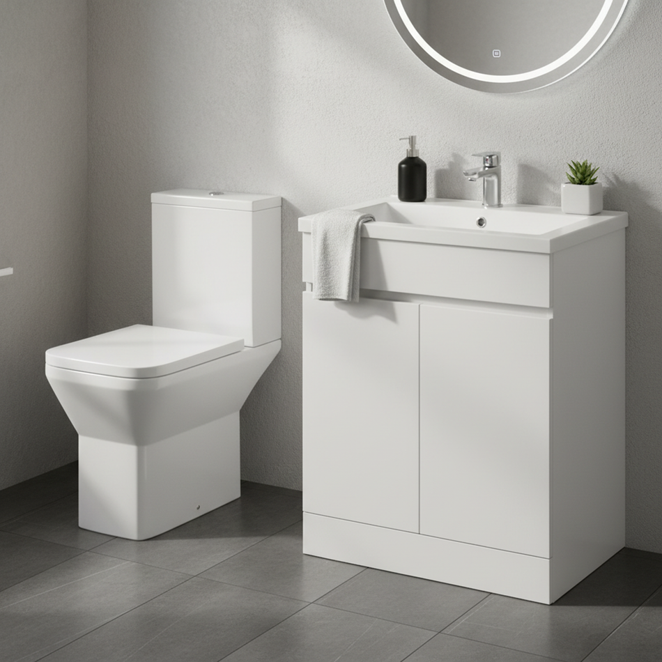 Elite Close Coupled Toilet & 500mm White Vanity