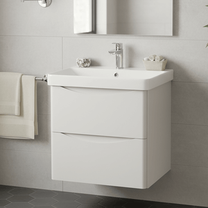 Bathroom Vanity Unit Wall Mounted 2-Drawer Cashmere