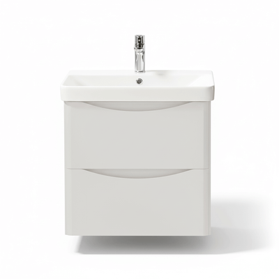 Bathroom Vanity Unit 600mm Wall Mounted 2-Drawer Cashmere