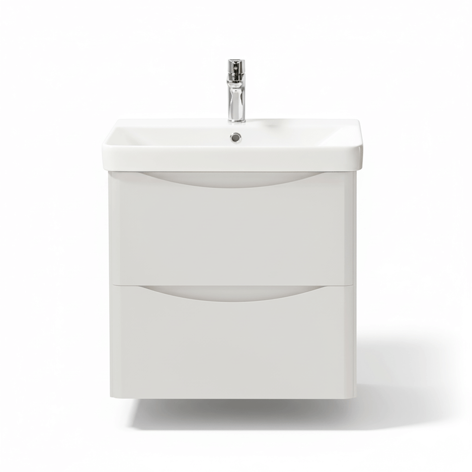 Bathroom Vanity Unit Wall Mounted 2-Drawer Cashmere