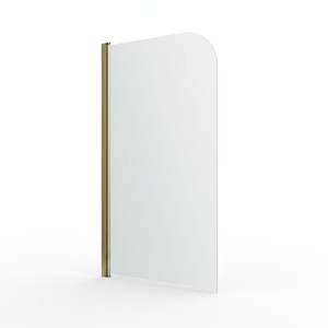 Hinged Radius Curved Brushed Brass Shower Bath Screen 1400 -780mm