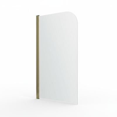 Hinged Radius Curved Brushed Brass Shower Bath Screen 1400x780mm
