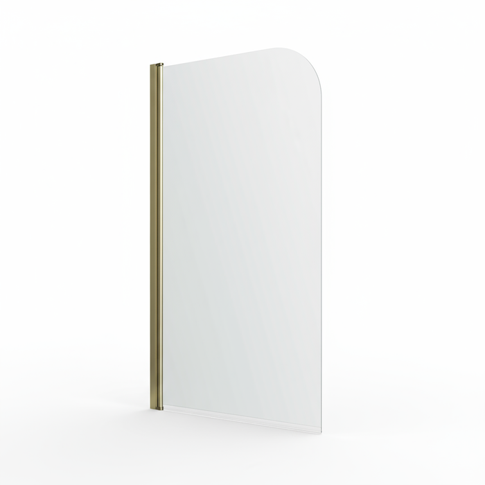 Hinged Radius Curved Brushed Brass Shower Bath Screen 1400 -780mm