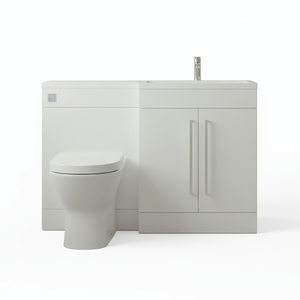 Gloss White (RH) Combination Basin WC Unit & Marbella BTW Toilet 1100mm Chrome Handles & Square Flush Plate