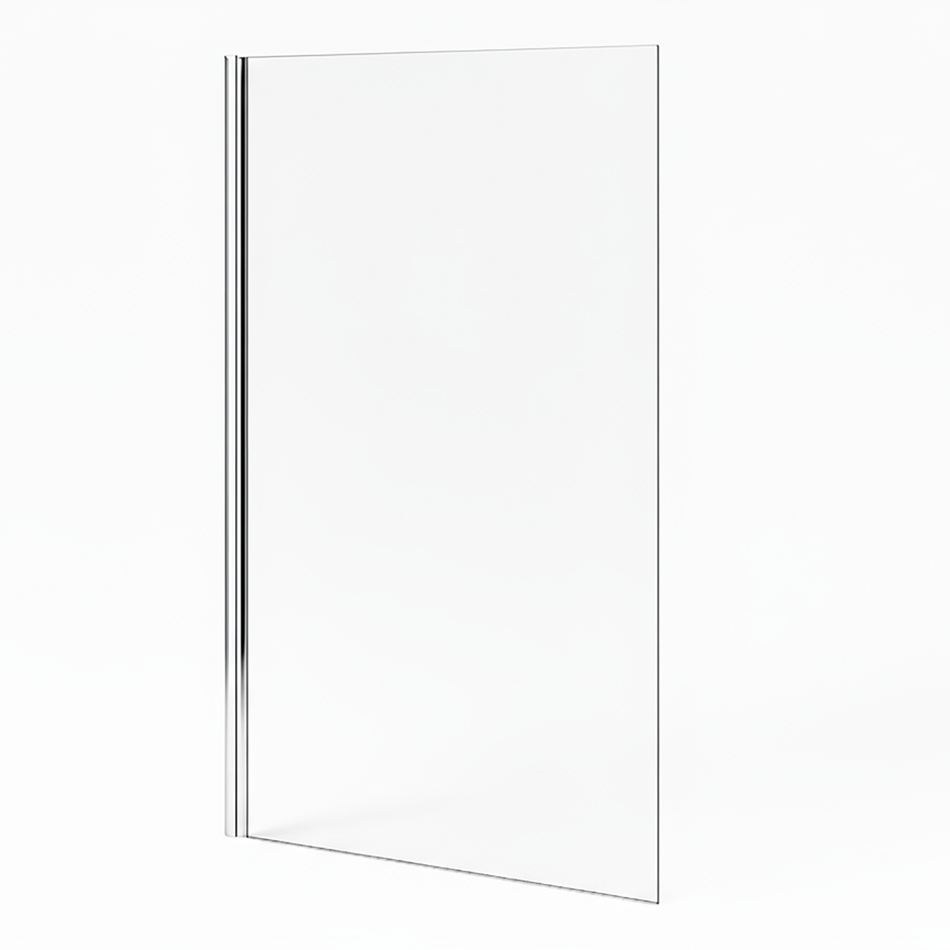 Hinged Rectangular Polished Chrome Shower Bath Screen 1400 -780mm