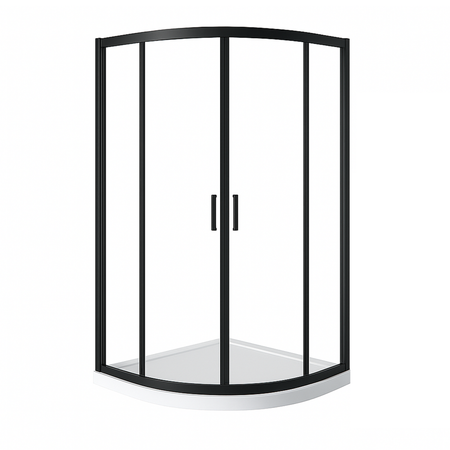 800 x 800mm 2 Door Black Frame Quadrant Shower Enclosure