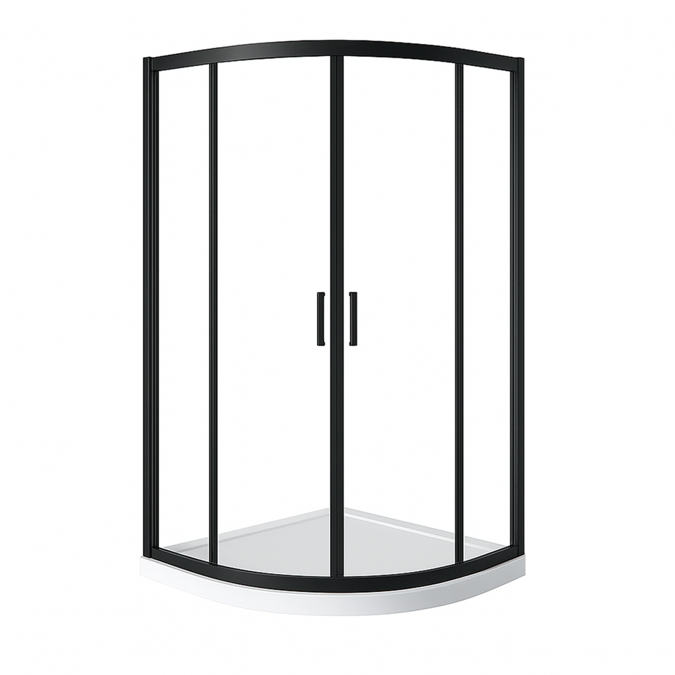 800 x 800mm 2 Door Black Frame Quadrant Shower Enclosure