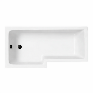 L-Shape Square Shower Bath Right Hand (LH) Black Waste