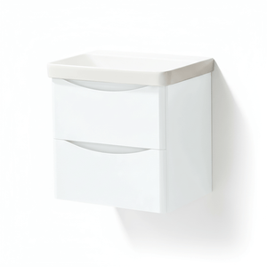 Bathroom Vanity Unit Wall Mounted 2-Drawer Gloss White
