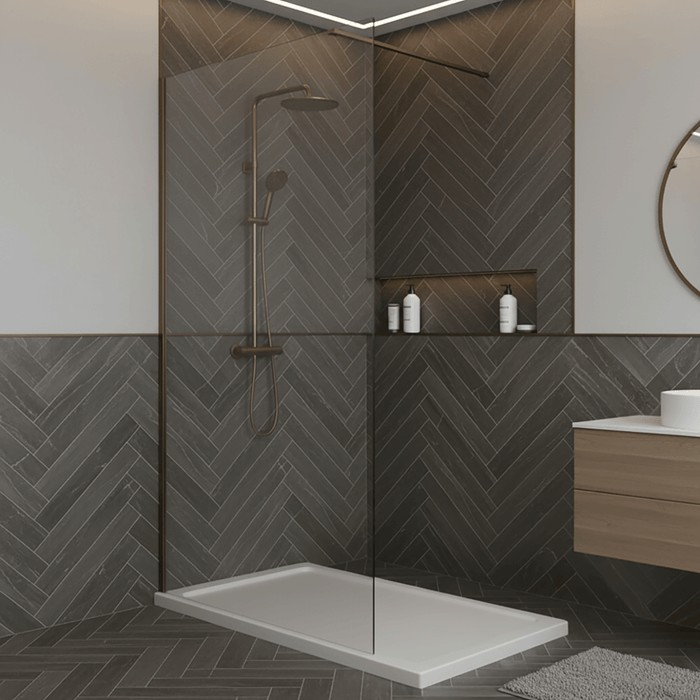 Wet Room Shower Screen 900 x 2000mm Brushed Brass Profile