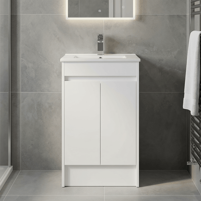 600mm Waterproof Floor-Standing Vanity Unit  White Gloss