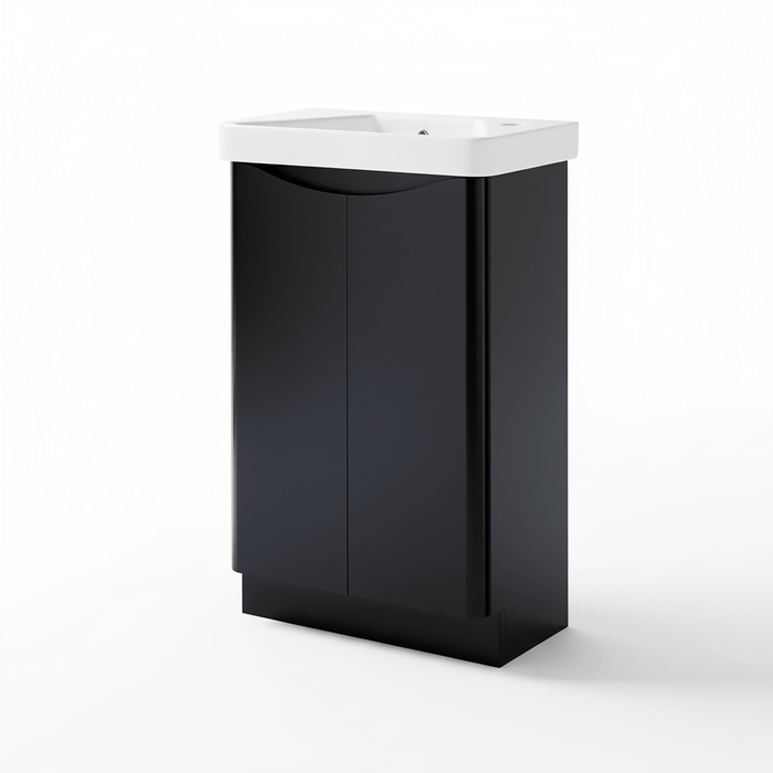Matt Black 500mm Floor Standing Cloakroom Vanity Unit