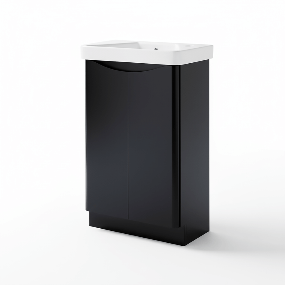 Matt Black 500mm Floor Standing Cloakroom Vanity Unit