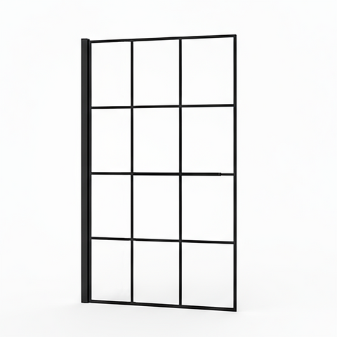 Crittell Black Grid Hinged Shower Bath Screen 1400 -800mm
