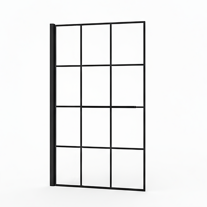 Crittell Black Grid Hinged Shower Bath Screen 1400 -800mm