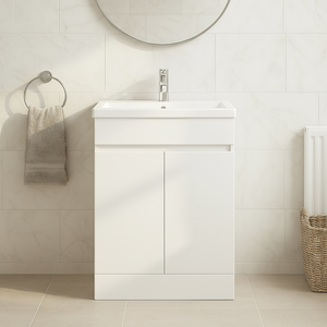 500mm Floor Standing Vanity Unit with Basin Gloss White