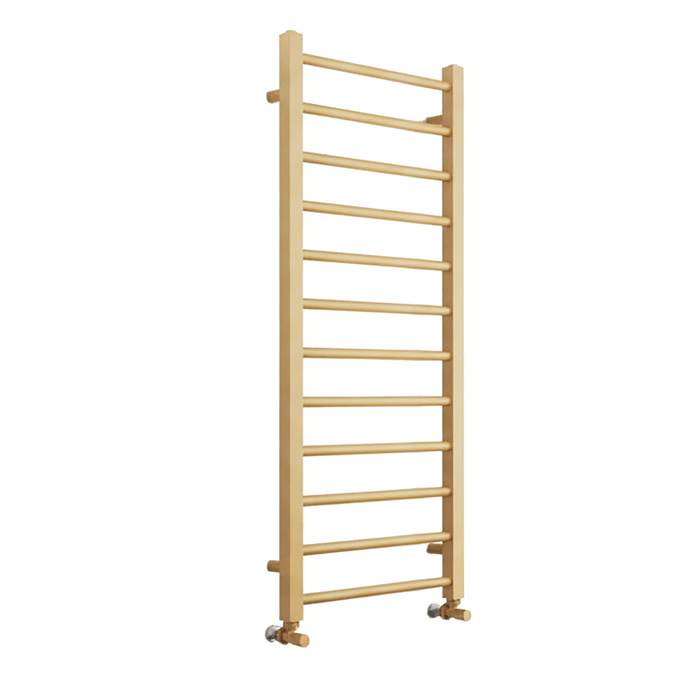 Straight Heated Towel Radiator Brushed Brass 500 x 1200mm