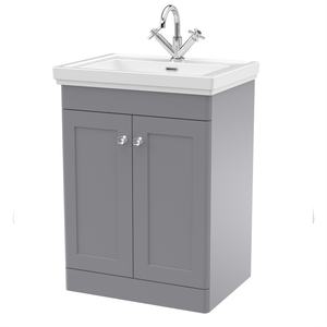 Traditional 600mm Floor Standing Bathroom Vanity Satin Grey