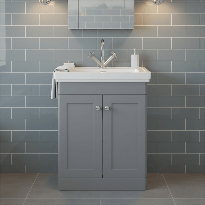 Traditional 600mm Floor Standing Bathroom Vanity Satin Grey