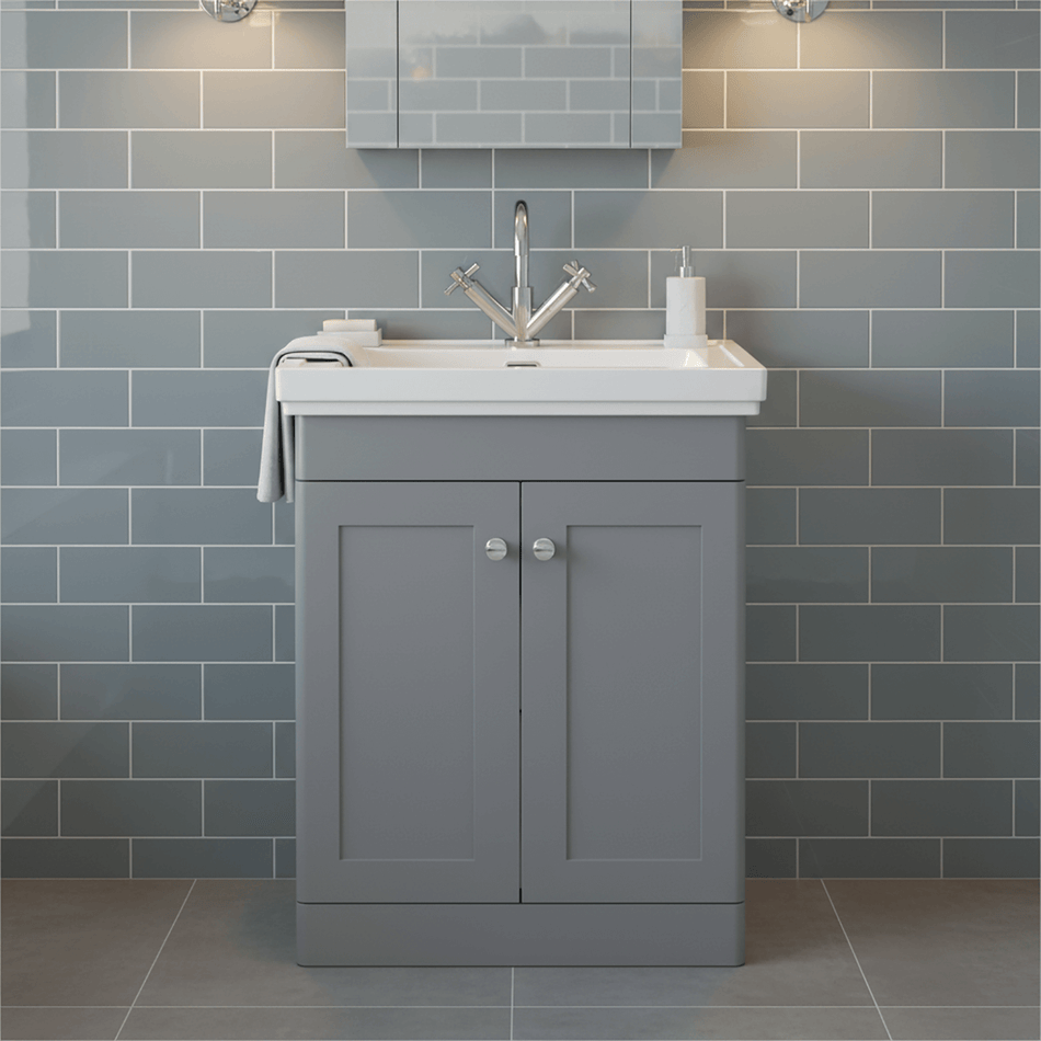 Traditional 600mm Floor Standing Bathroom Vanity Satin Grey