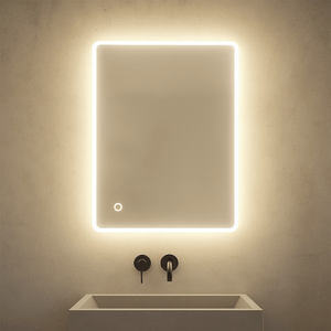 Frameless LED Rectangular Bathroom Mirror 50×70cm with Touch Sensor & Demister