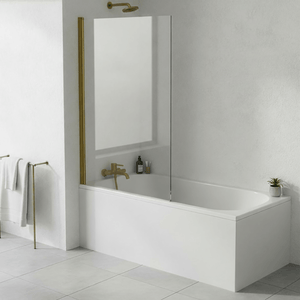 1700 -700 Bath with Hinged Straight Brushed Bass Shower Bath Screen 1400 -800mm