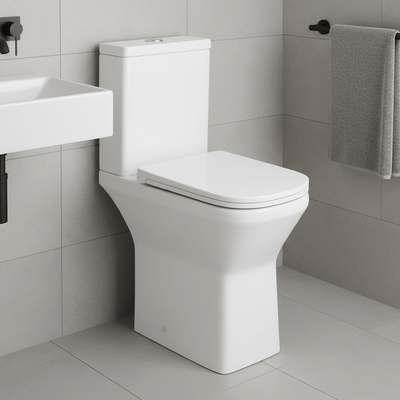 Elite Comfort Height Rimless Close Coupled Square Toilet With Slimline Seat