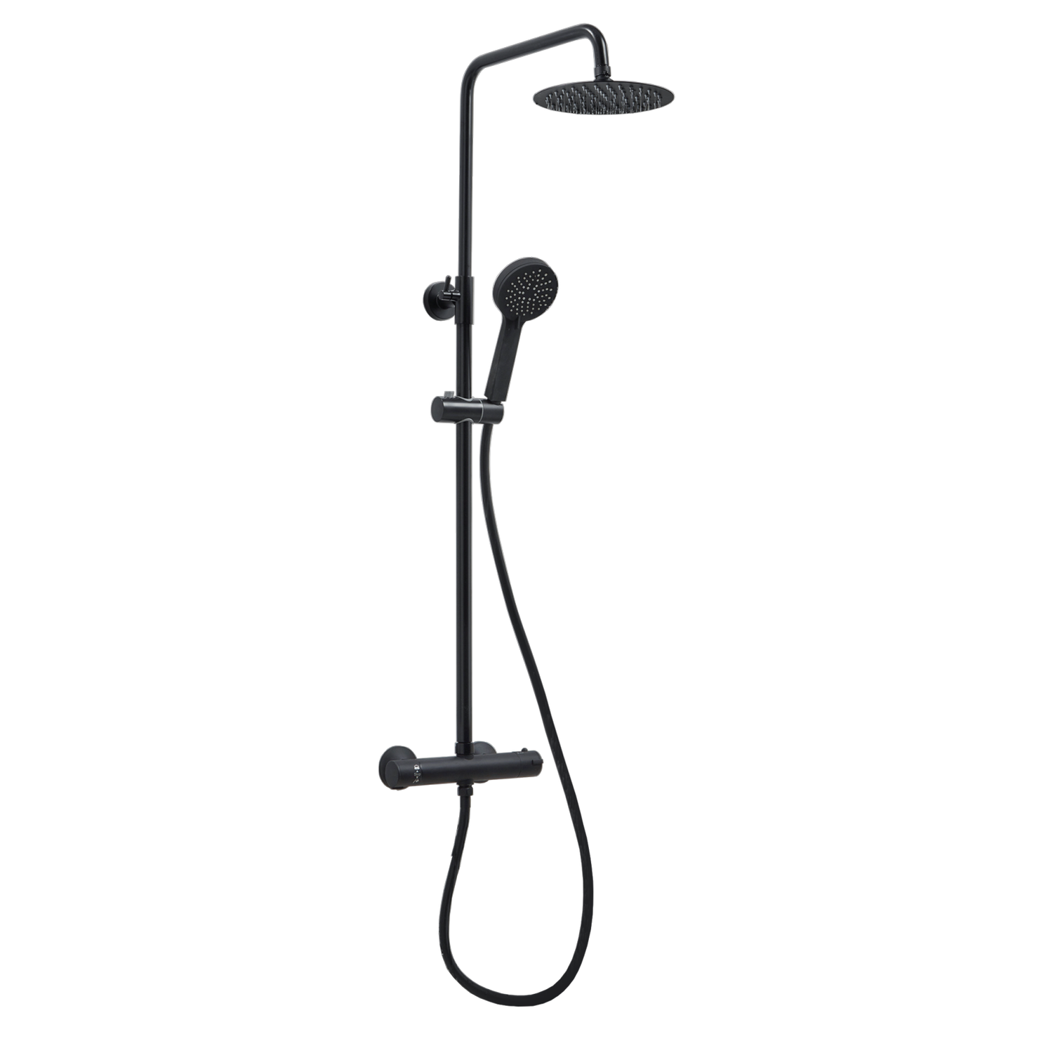 Thermostatic Exposed Shower Mixer Round Design, Matt Black