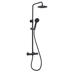 Thermostatic Exposed Shower Mixer Round Design, Matt Black