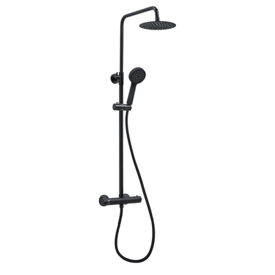 Thermostatic Exposed Shower Mixer Round Design, Matt Black