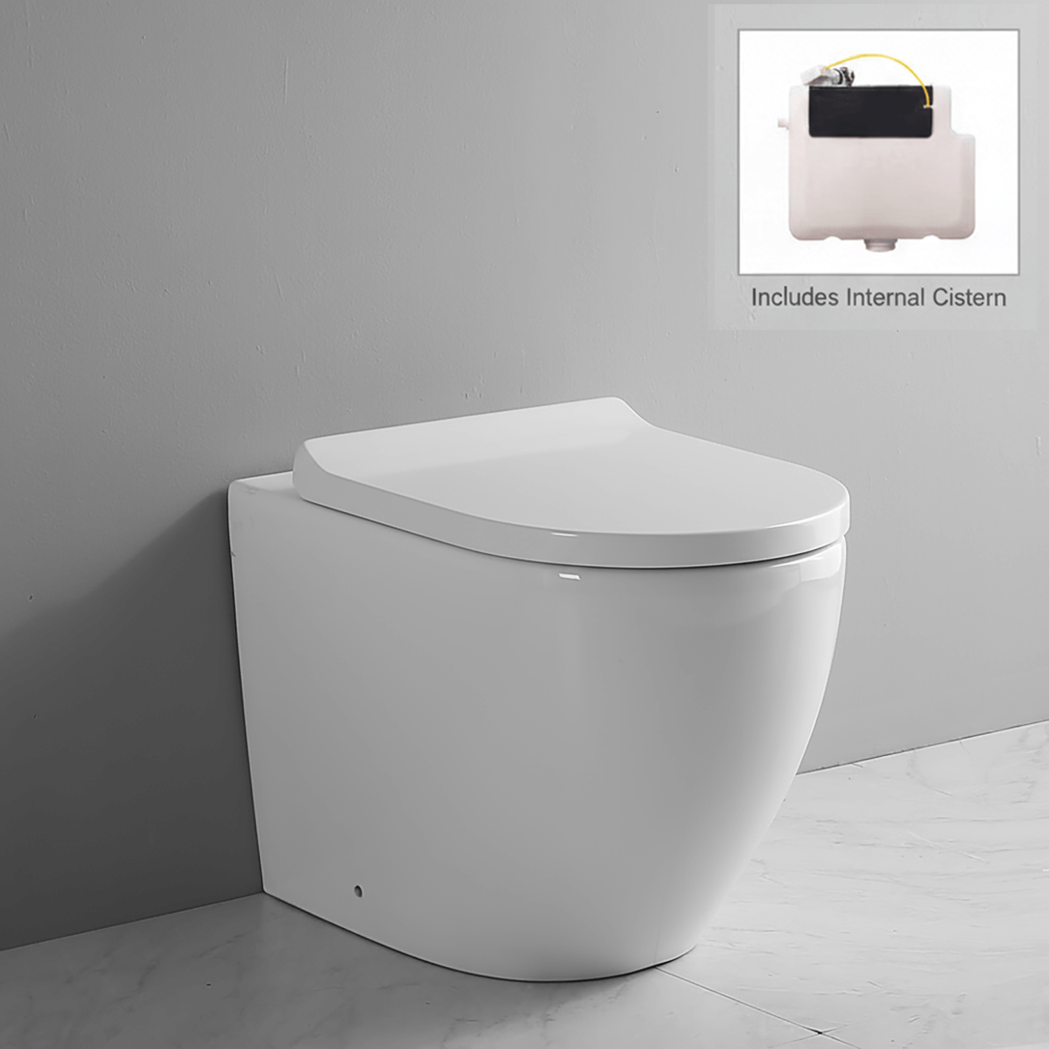 Ekora Round Back to Wall Pan & Concealed Cistern Set