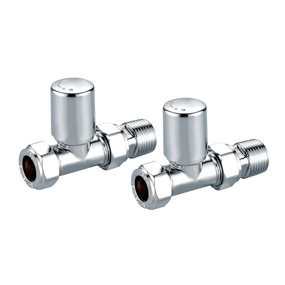 Straight Radiator Towel Valves Chrome (Pair)