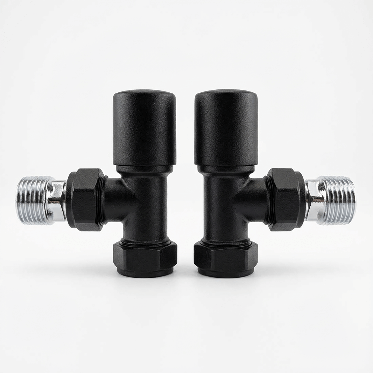 Angled Radiator Towel Valves Black (Pair)