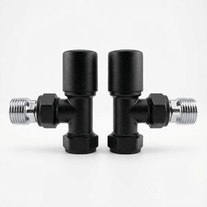 Angled Radiator Towel Valves Black (Pair)