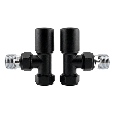 Angled Radiator & Towel Rail Valves Black (Pair)