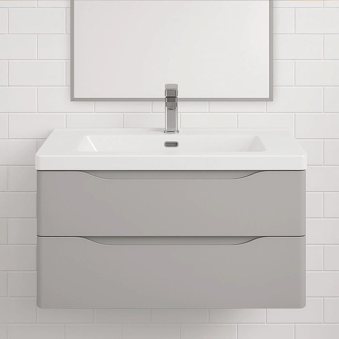 900mm Wall Hung Light Grey Vanity Unit And Basin