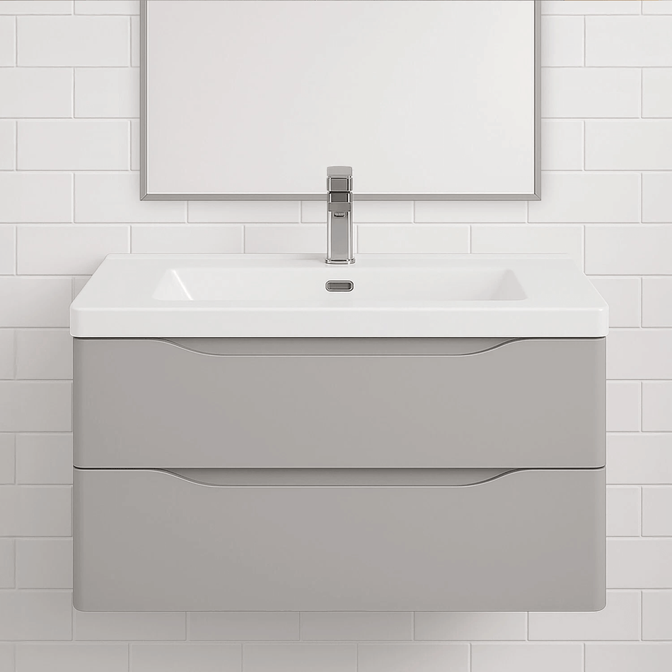 900mm Wall Hung Light Grey Vanity Unit And Basin