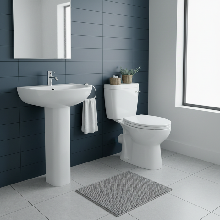 Bilo Close Coupled Toilet & 550 Full Pedestal & Basin