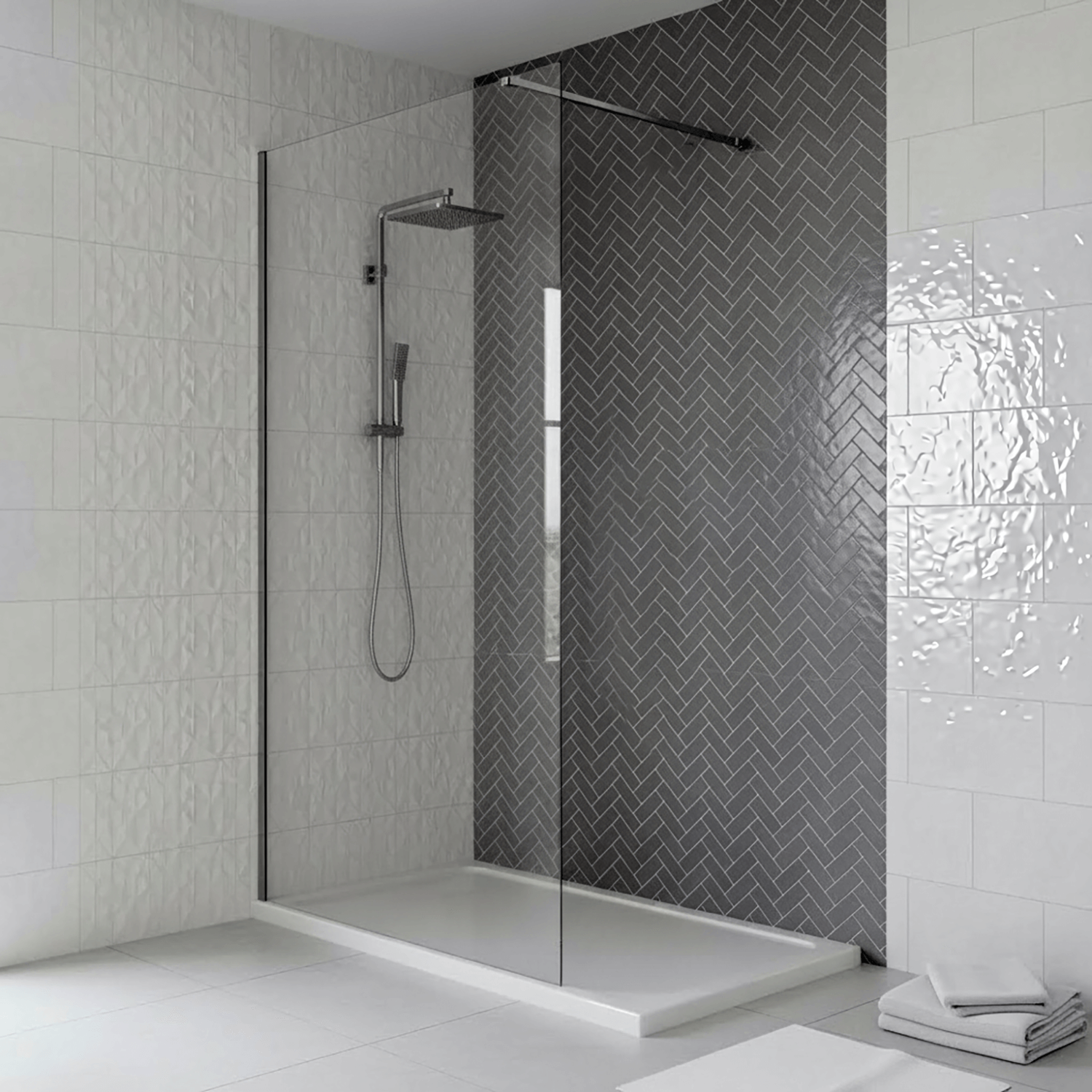 Wet Room Shower Screen 900 x 2000mm Chrome Profile